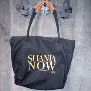 Shania Twain "Shania Now Tour" VIP Black Canvas Tote Bag Leather Handles EUC